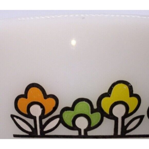 Vintage Fire King Anchor Hocking Summerfield Mod Flowers Casserole Dish 1960s - Picture 10 of 11